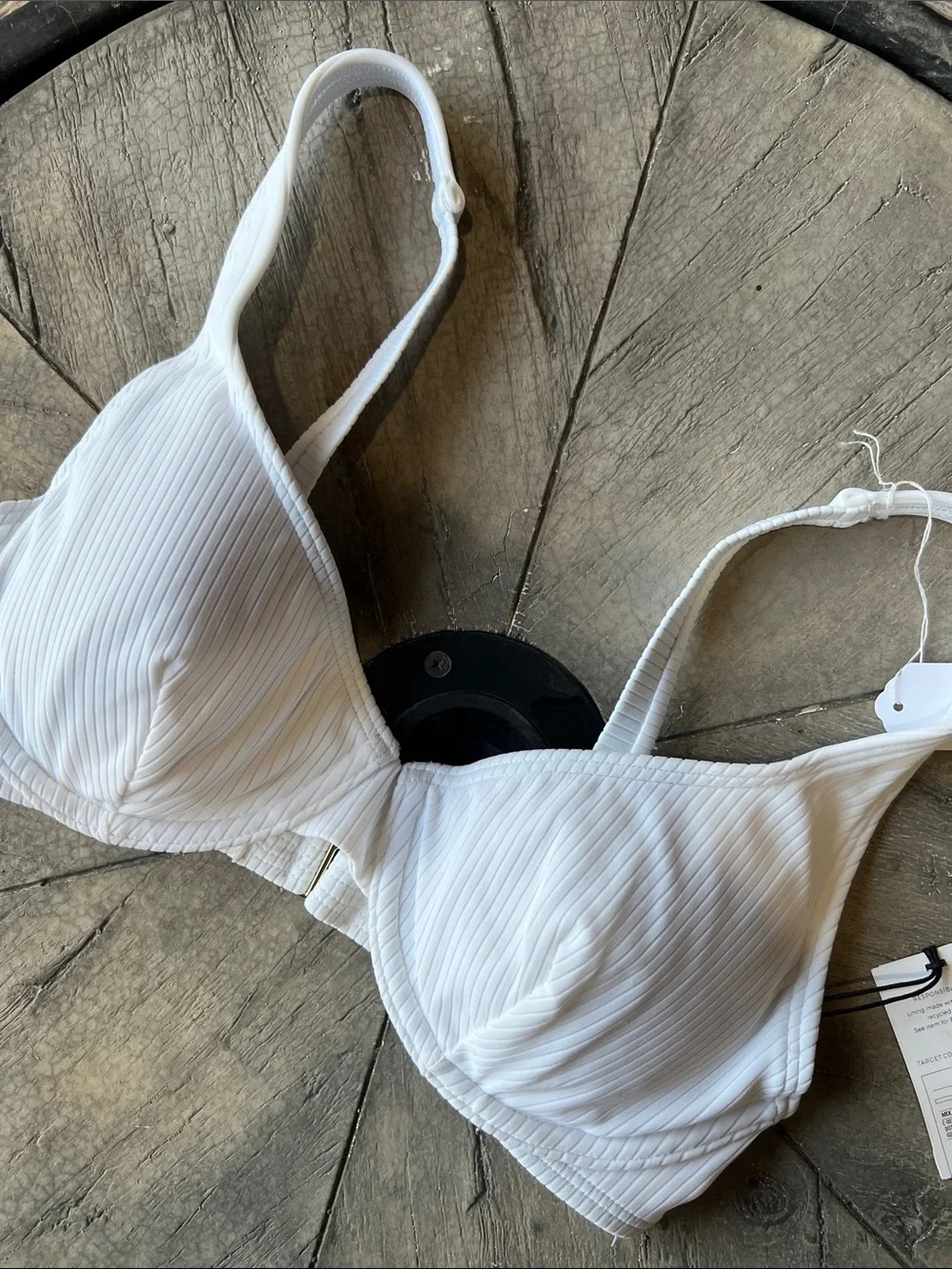 Shade & Shore White Ribbed Underwire Swim Bra BT